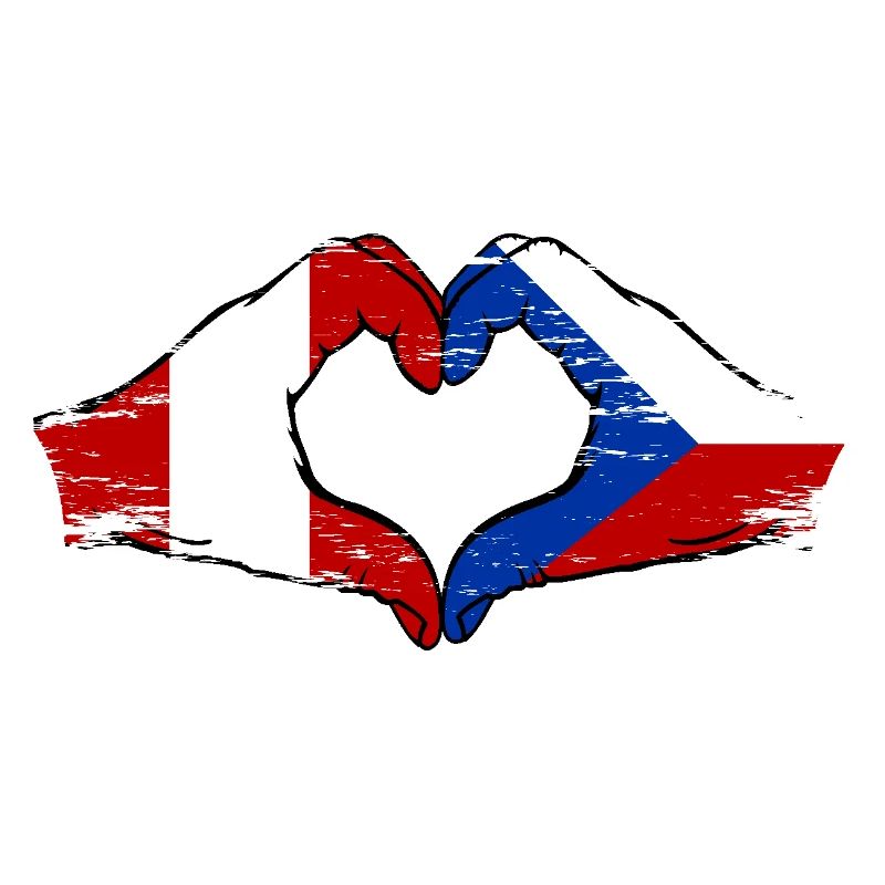 Pérou République tchèque drapeau mains forme de coeur utilisé