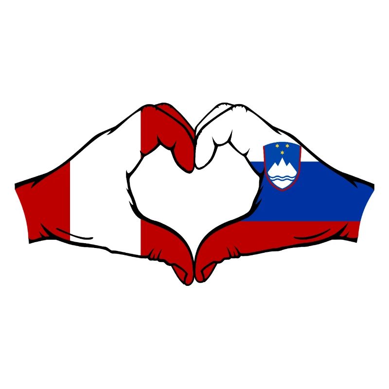 Pérou Slovénie Drapeau Mains Coeur Forme