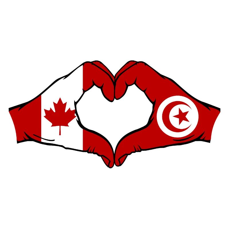 Canada Tunisie Drapeau Mains Coeur Forme