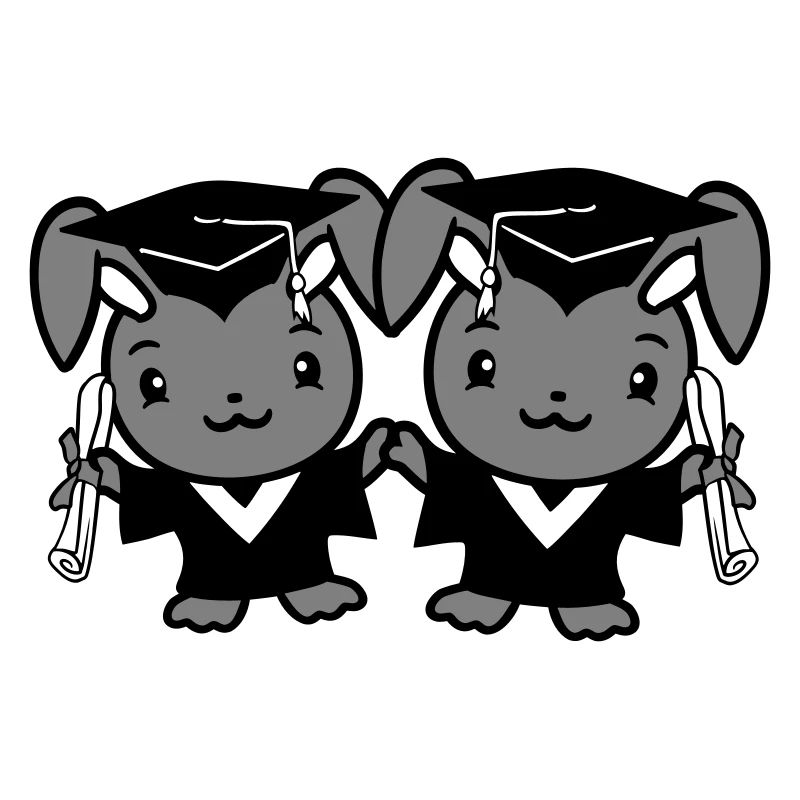 2 Hasen College Schul Abschluss Zwei Freunde Team