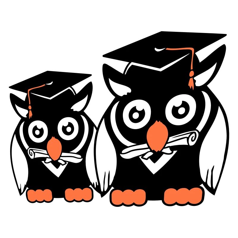 2 Eulen Schulabschluss College Abitur Student Team