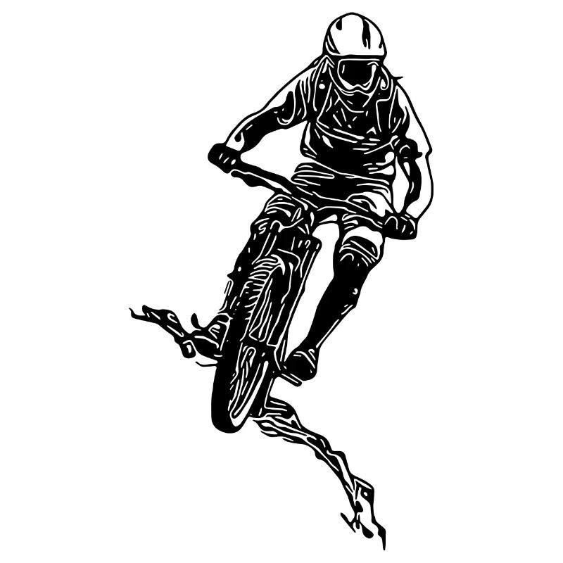 Cool mountain biker on hill mountain trail