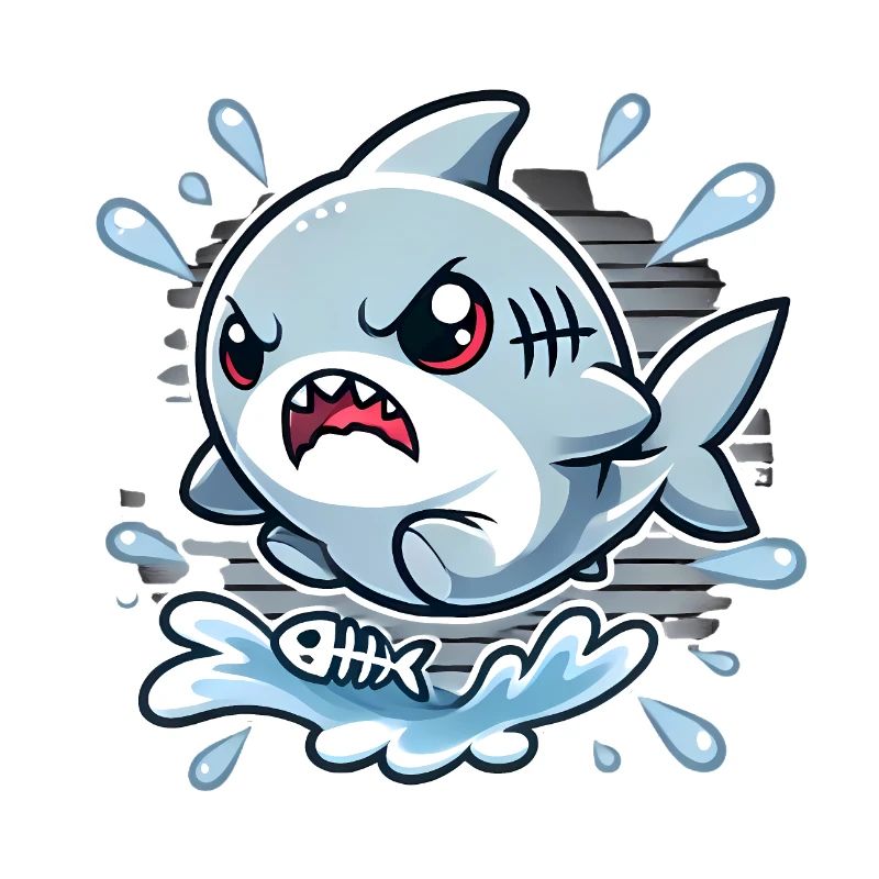 requin en colère éclaboussure dessin animé design
