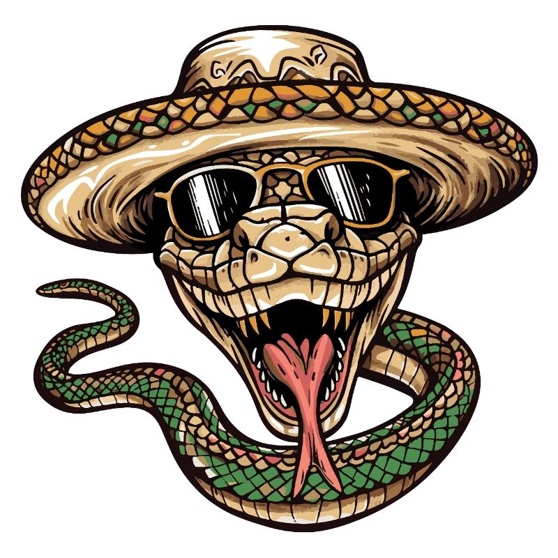 Snake Cobra Comic Funny Sombrero