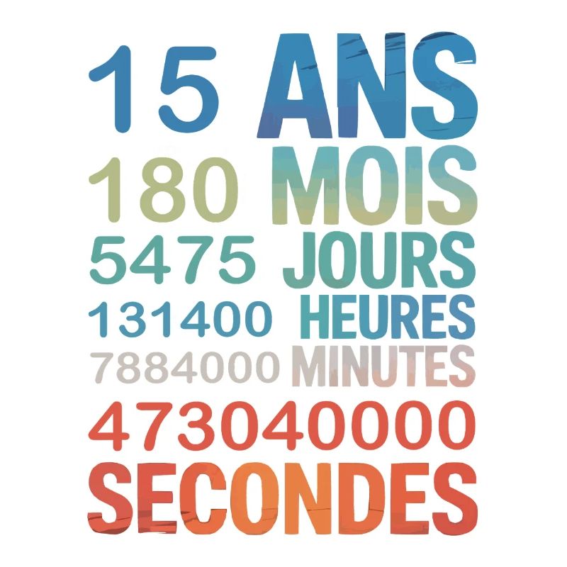 15 Ans en Secondes Design Unique pour Anniversaire
