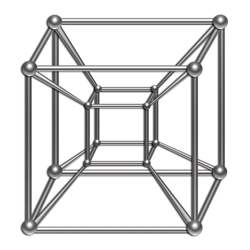 Tesseract, 4D Hypercube, digital silber, Symbol