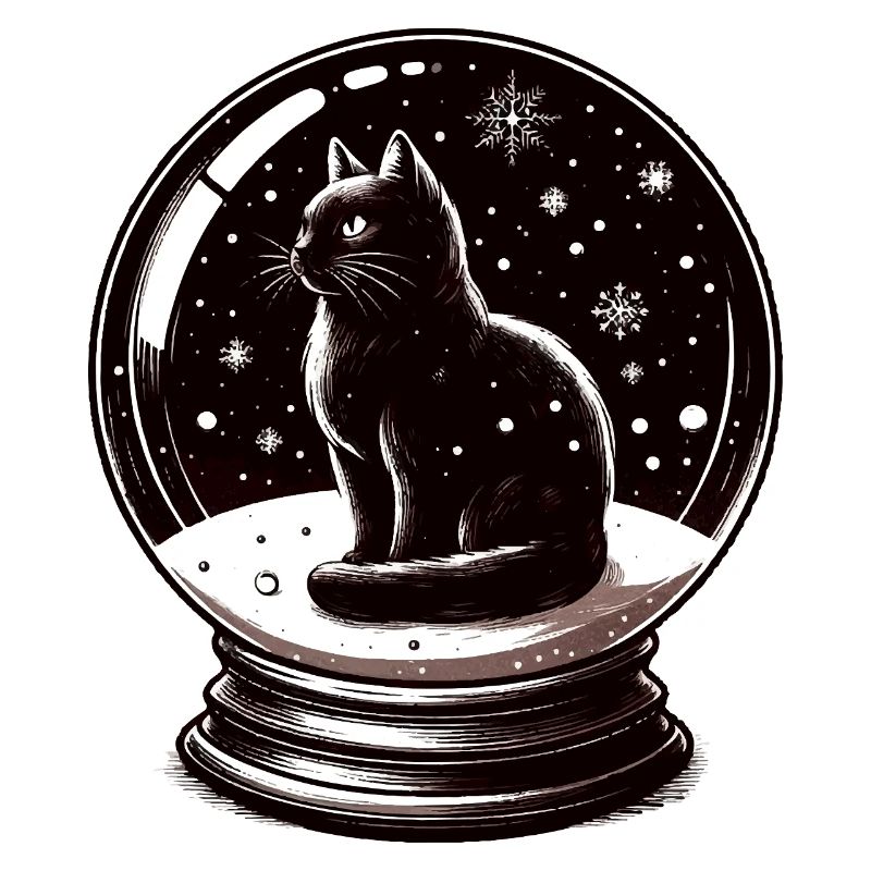 Schneekugel mit schwarzer Katze Winter zum
