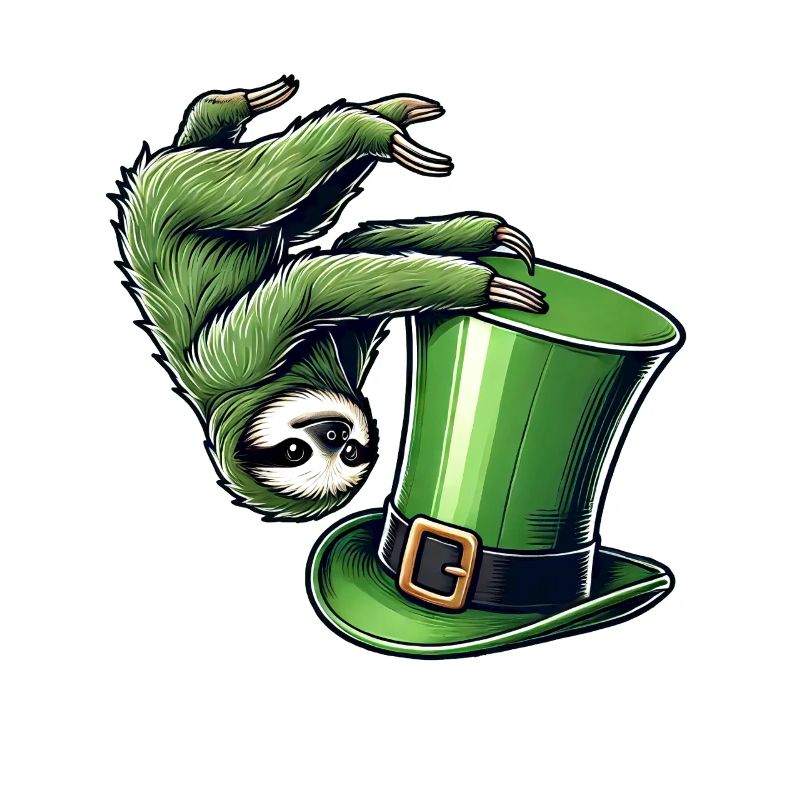 St. Patrick's Sloth Shamrock Handstand