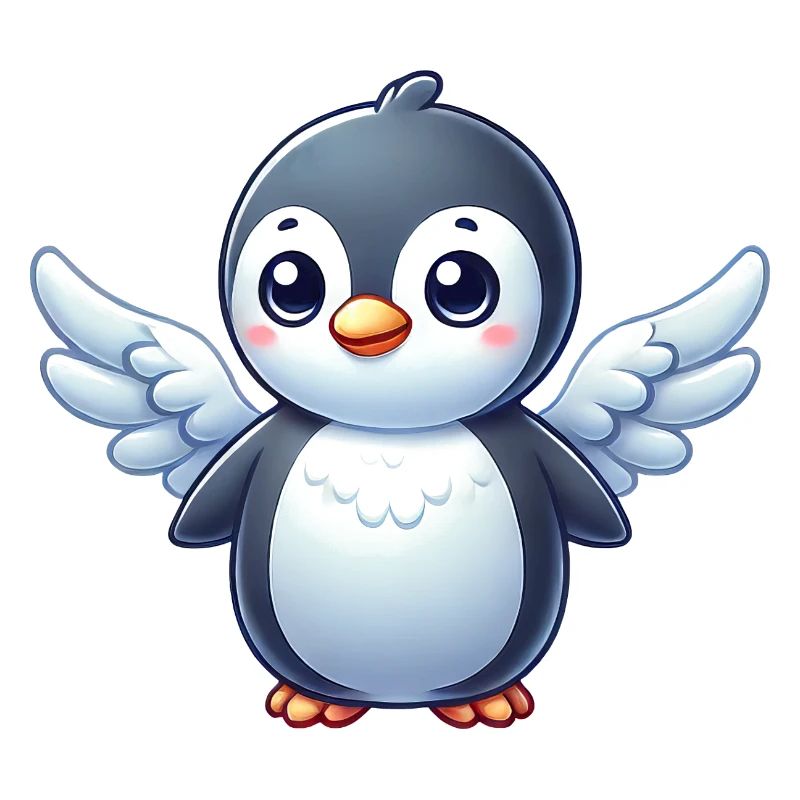 Ange mignon de bande dessinée pingouin avec des ailes