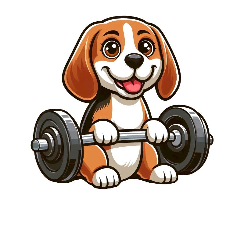 Beagle avec entraînement physique avec haltères