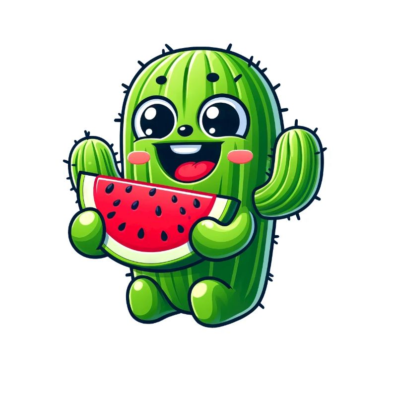 Bande dessinée mignonne de cactus avec pastèque fruitée