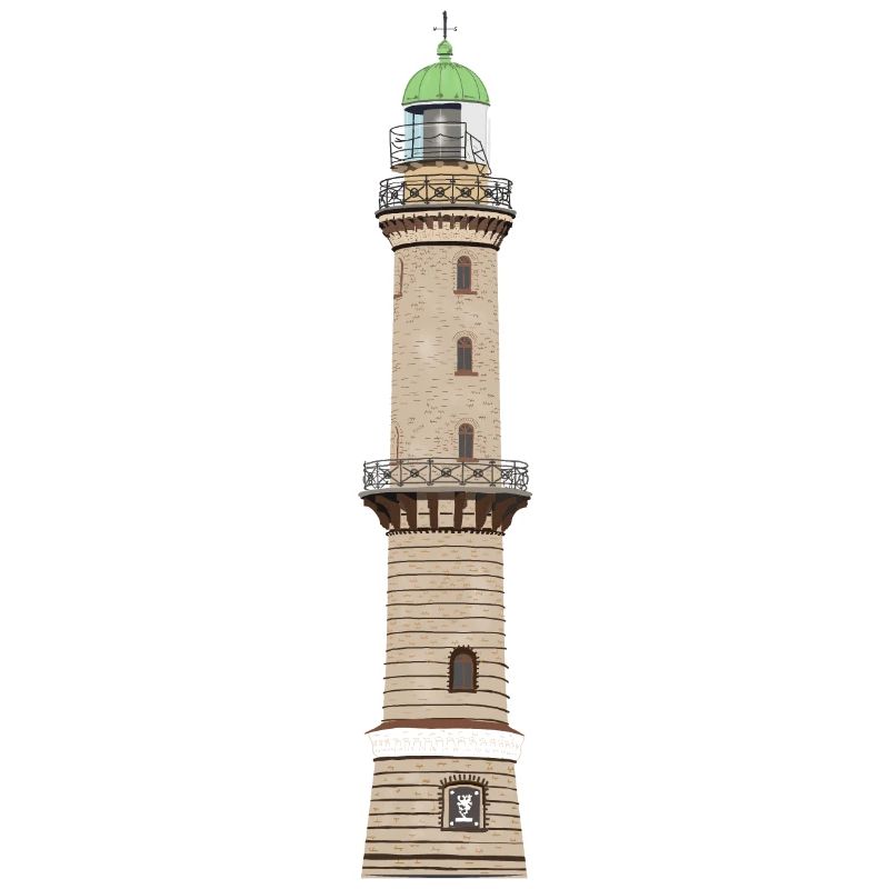Lighthouse Warnemünde without text, Baltic Sea