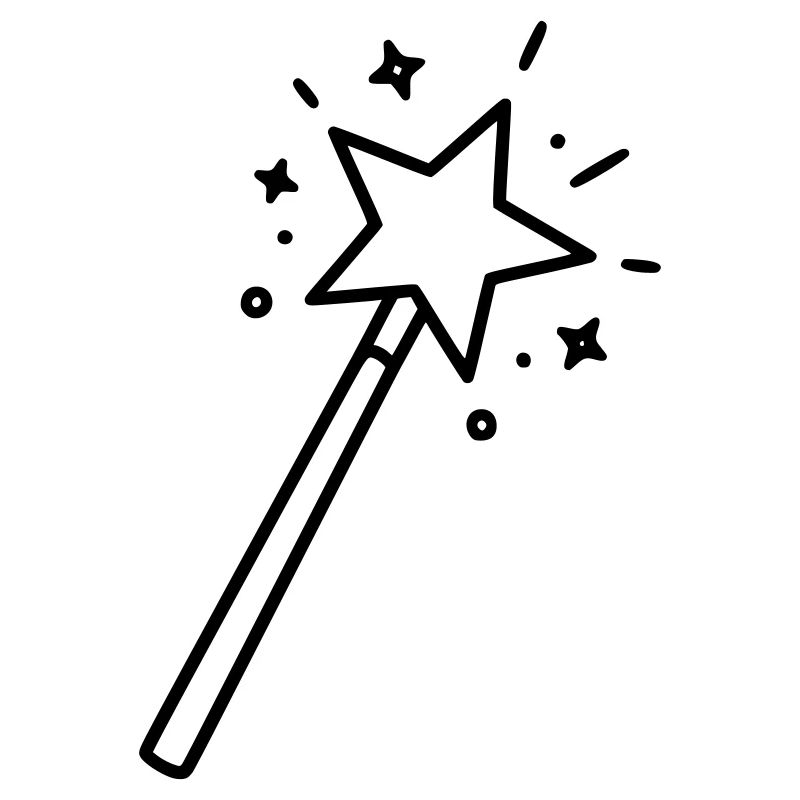 Minimalist Wand Star Magic Line Art