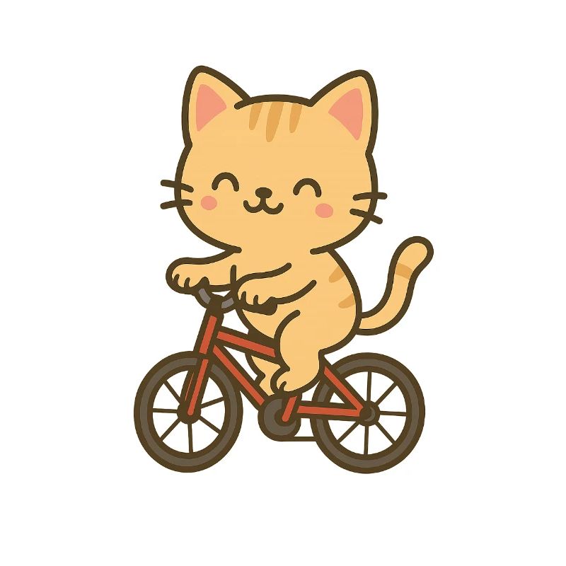 Cute kitten on bicycle