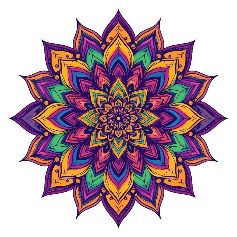 Bunter psychedelischer Mandala LSD Blütenstern
