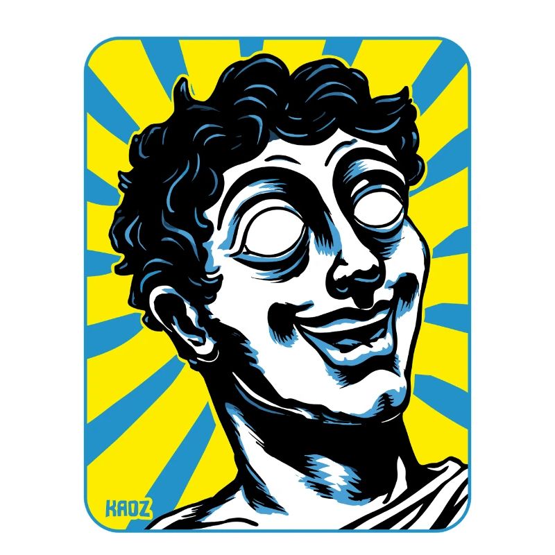lustige Griechische Comic-Statue mit leerem Blick