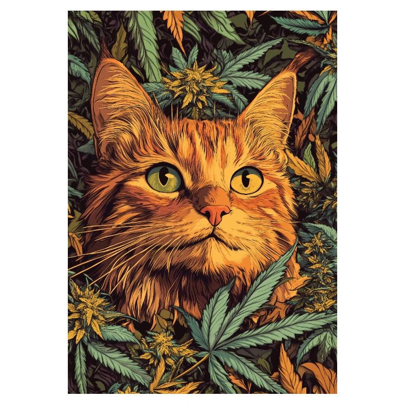 Visage de chat dans la forêt de chanvre
