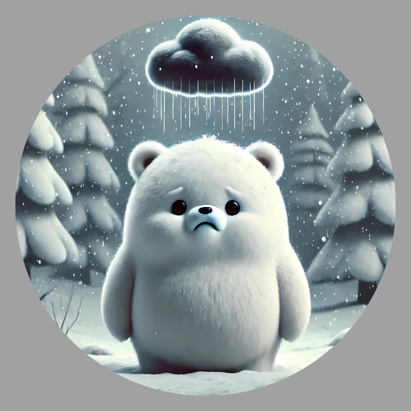 Eisbär im eisigen Regen