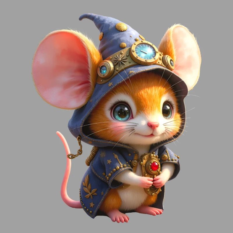 Blue Steampunk Wizard Mouse