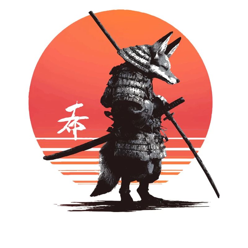 Samurai Fox Warrior at Sunset