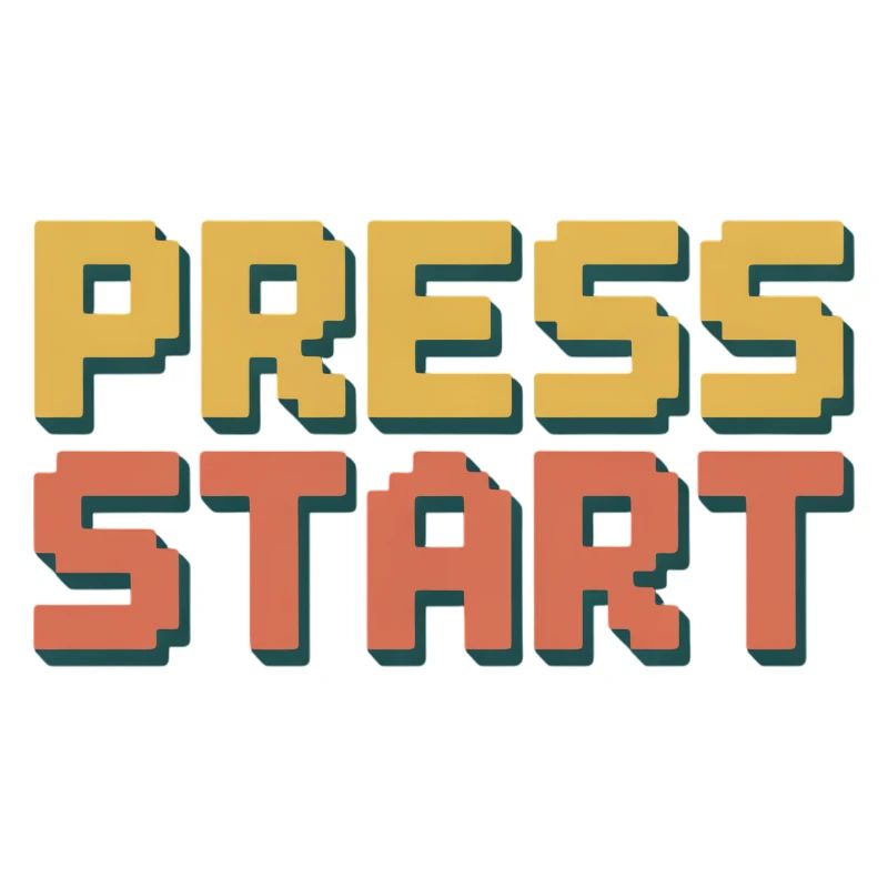 PRESS START Retro Gamer Pixel 8 Bit Arcade