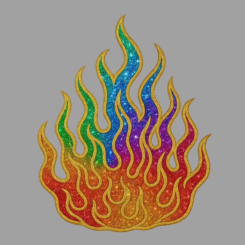 Rainbow Fire Glitter Flame