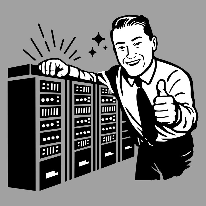 Retro IT-Admin lächelt – Vintage Tech Support