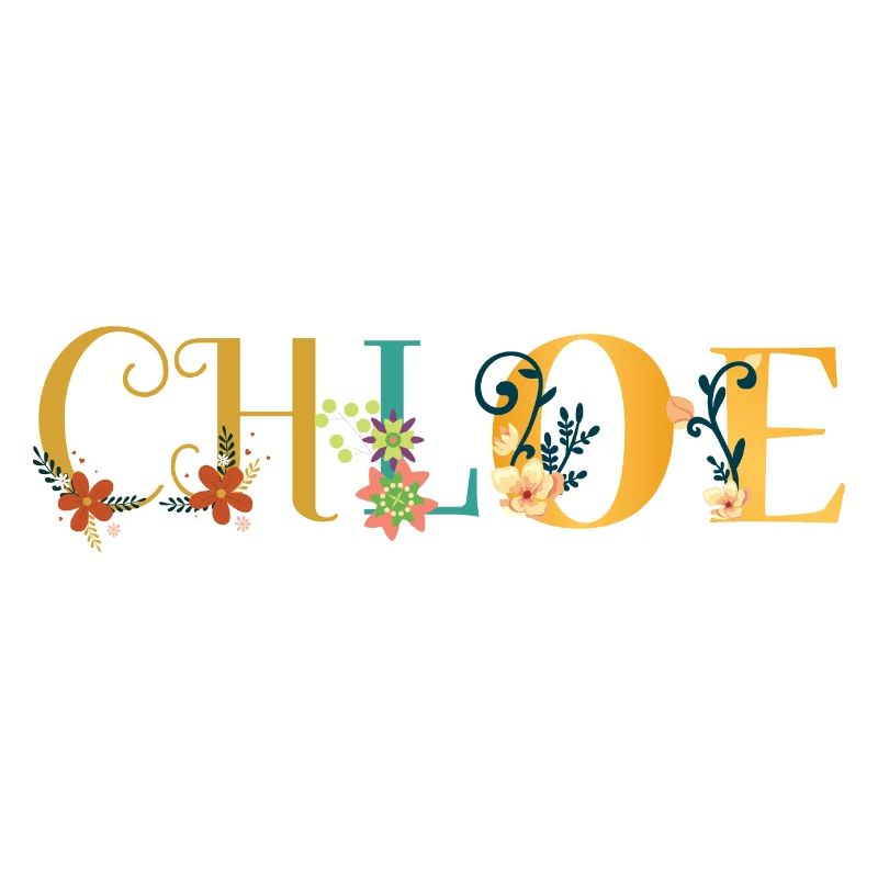 CHLOE Name Art avec des fleurs brodées