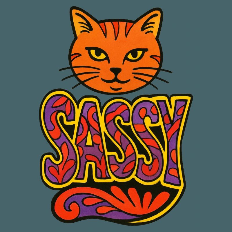 Sassy Cat Psychedelic Script