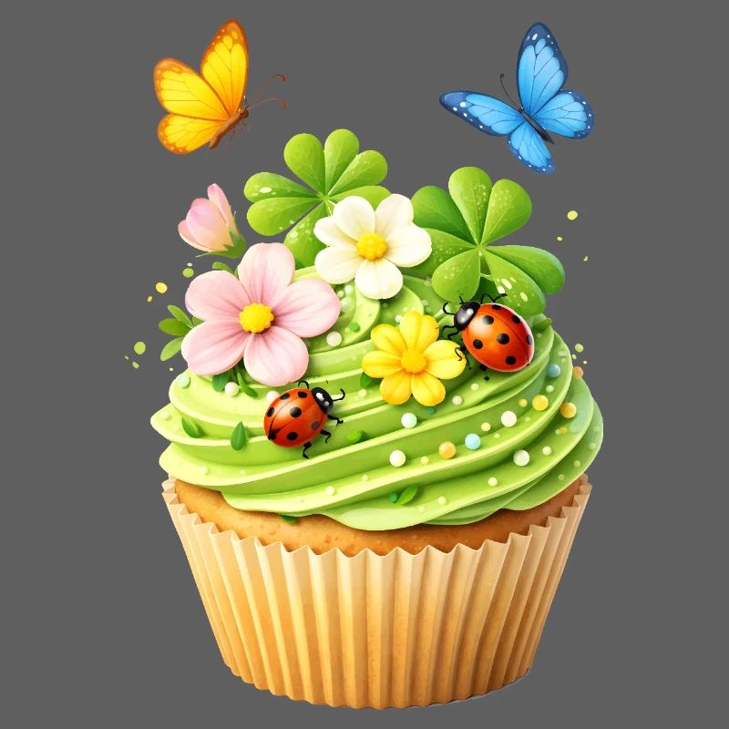 Cupcake de printemps avec des fleurs