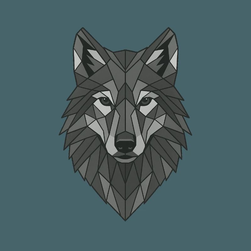 Geometrischer Grau-Wolfskopf