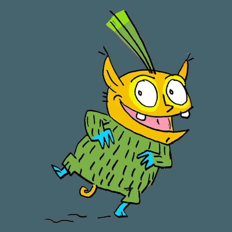 Monstre joyeux en pull vert