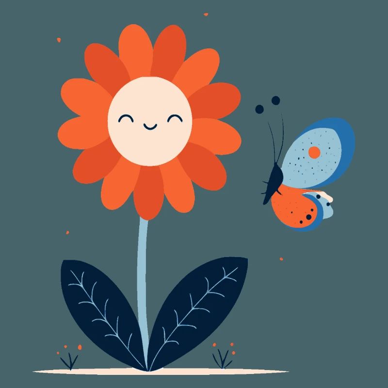 Fleur Rieuse avec Papillon
