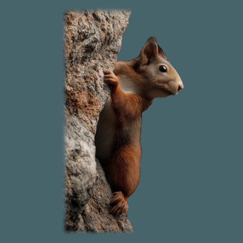 Curious squirrel on the tree trunk