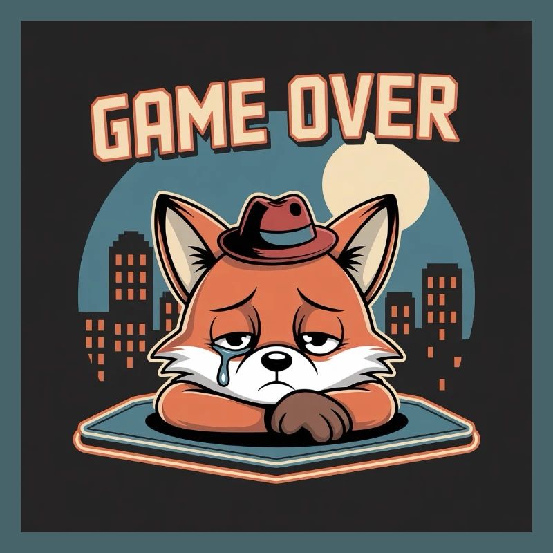 Klon mit Game Over und grauem Maskottchen