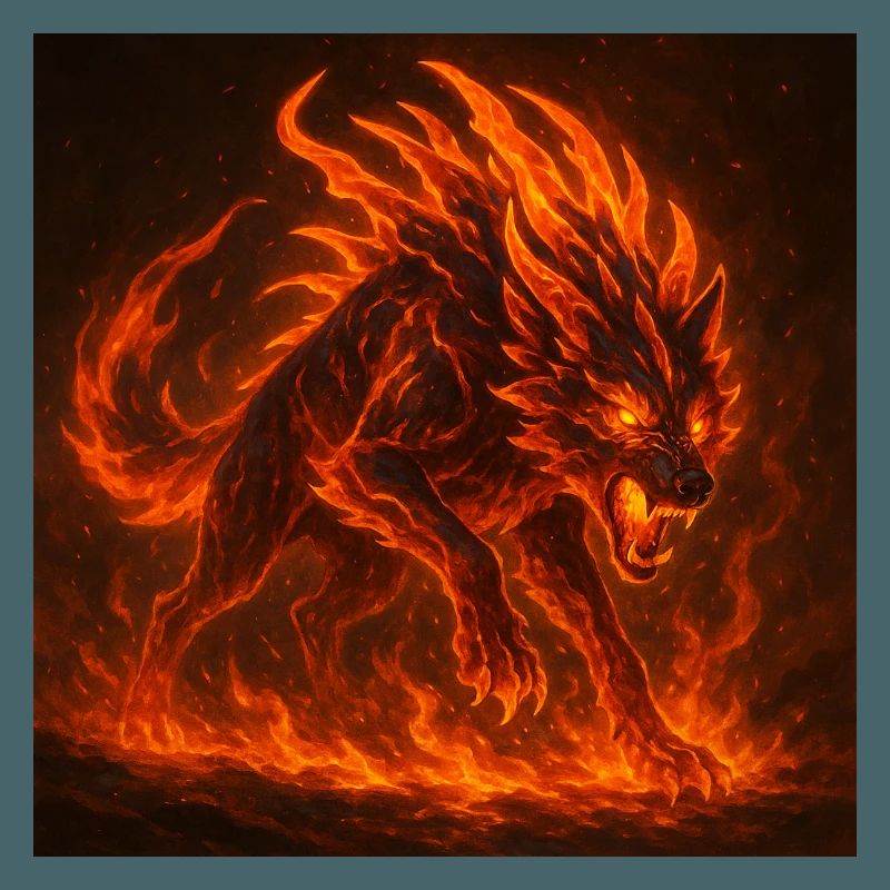 Lava-flammender Wolf
