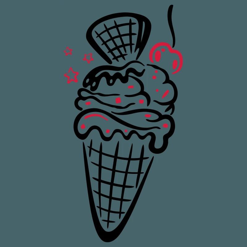 Eis, ice, Eiswaffel mit Kirsche