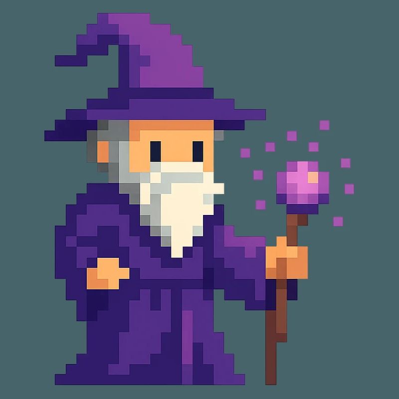 Pixel wizard dans le scintillement violet