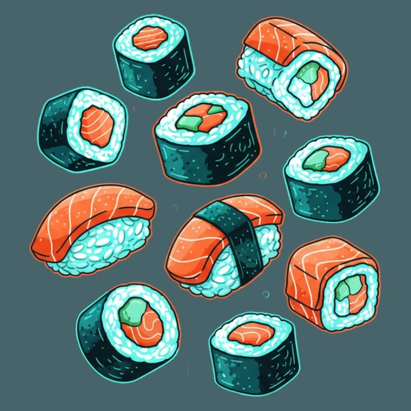 Sushi Pattern Cartoon Set