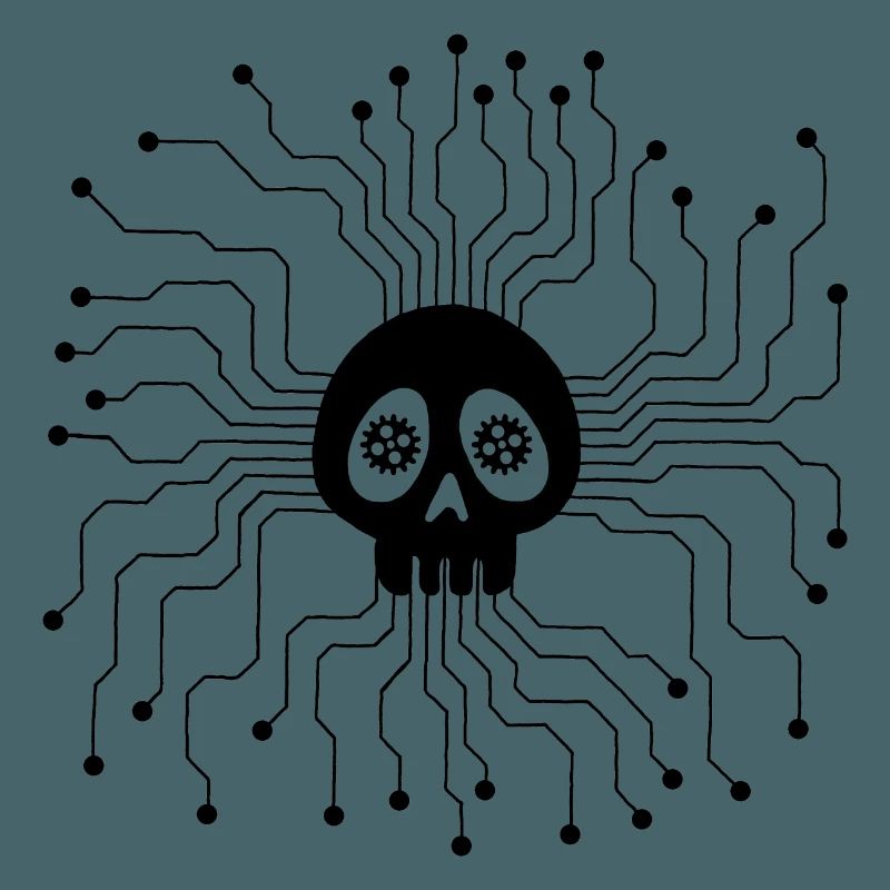 Black microprocessor skull