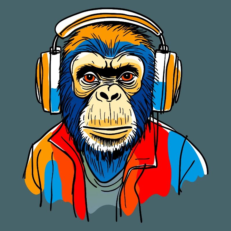 Affe mit Kopfhörern