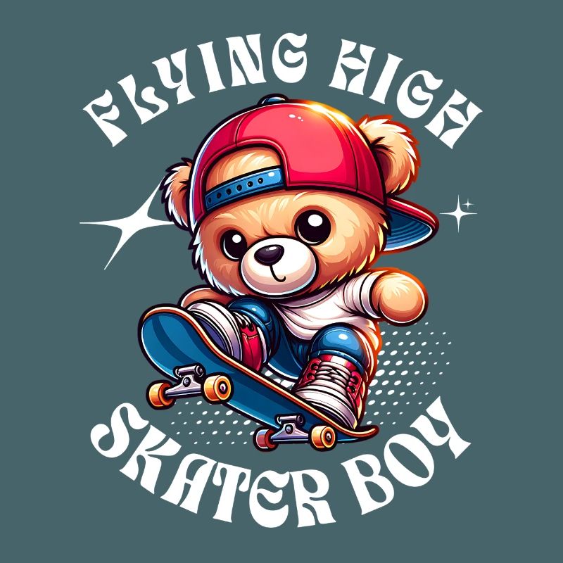 Skater Teddybär auf Skateboard