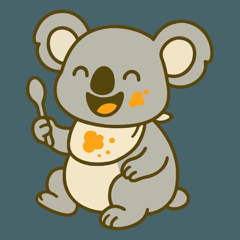 Mignon bébé koala mangeant