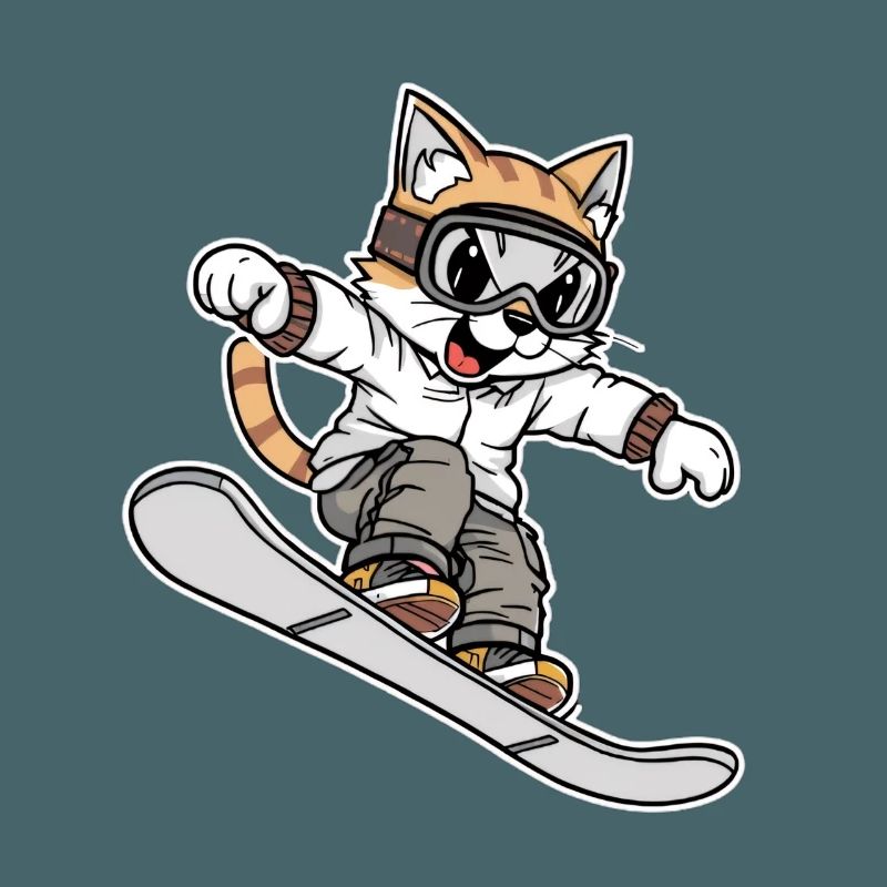 Cooles Schneeboard-Katzen-Design