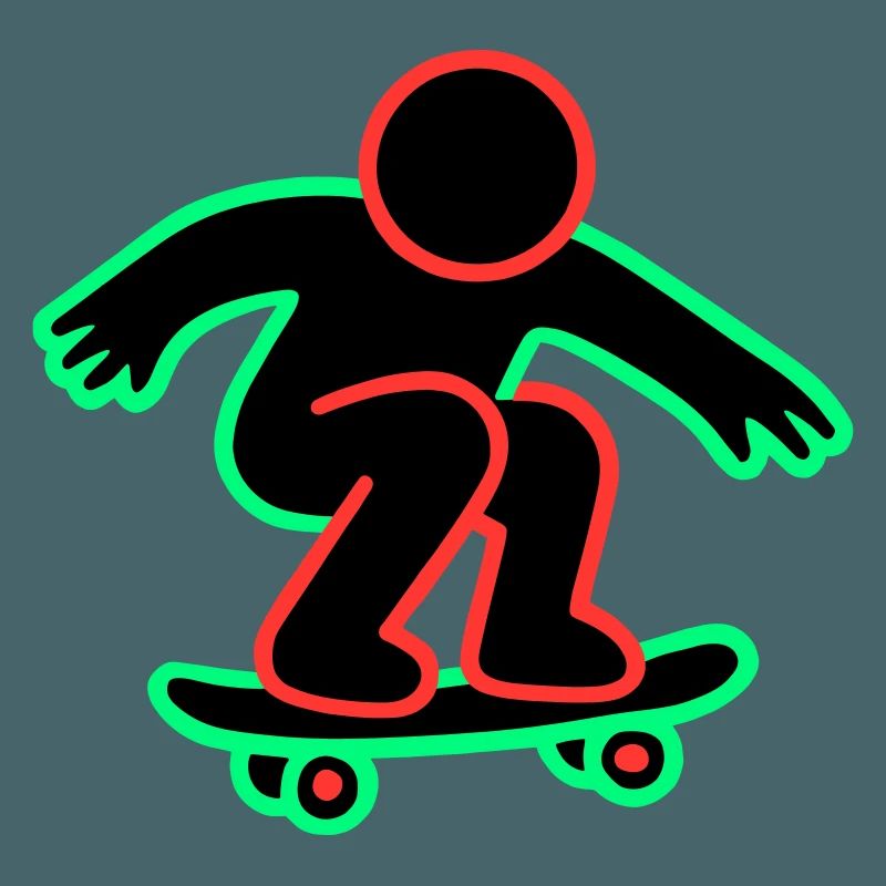 Dessin au trait de skateboarder néon