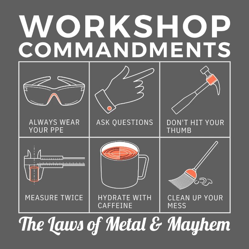Workshop Rules, Sarcastic Machinist & Engineer Tee