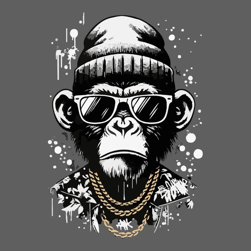 Cool monkey with street style and chains