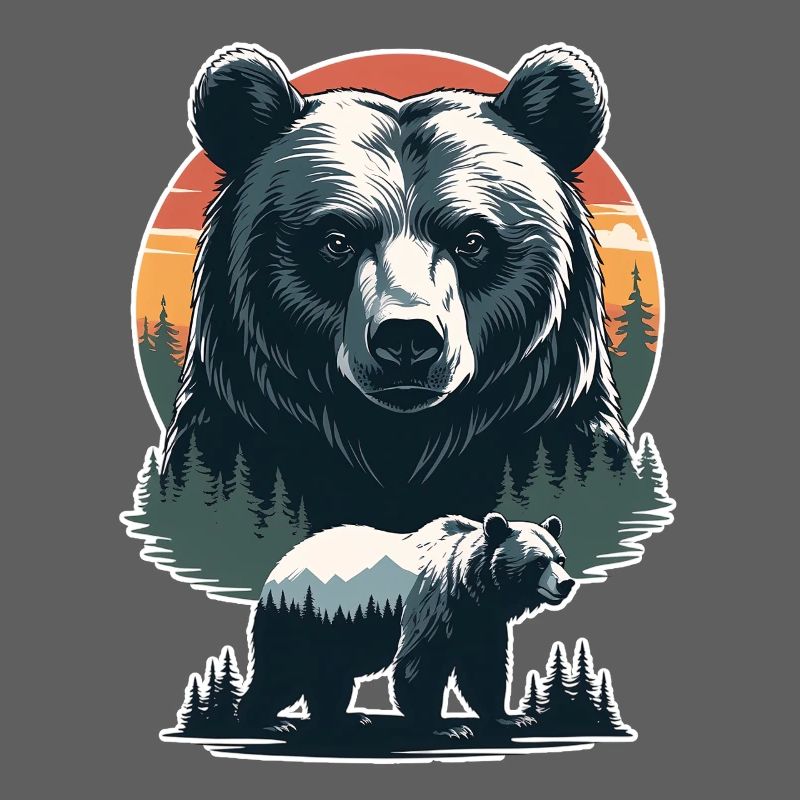 Forest bear at sunset
