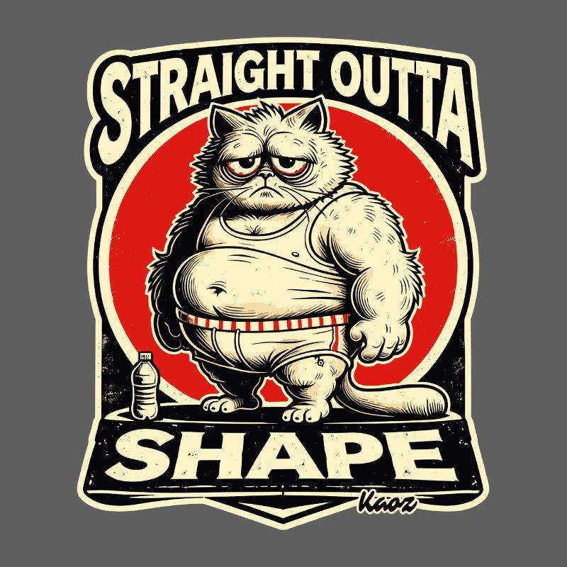 Hors de forme sans forme - gros chat