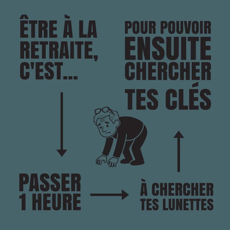 Im Ruhestand mit oder ohne Brille (schwarzer Text)